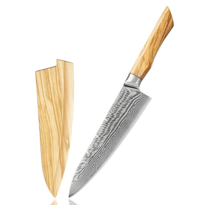 67-LAY Damascus Kitchen chef knife Set,Japanese Santoku Nakiri Knife Utility Knife Boning Knife,Cooking knife Olive wood HD