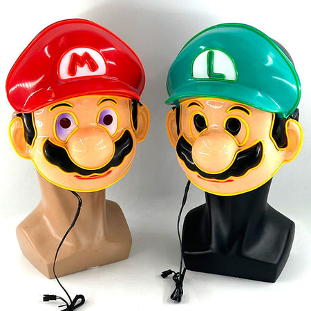 Funny Glowing Masquerade Disguise Mask Props Adult Kids Game Theme Cosplay Luminous Mask Carnival Neon Light Up Supplies