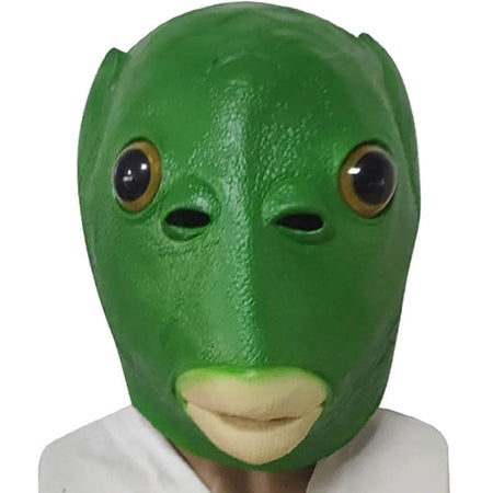 Cospaly Green Fish headed Monster Mask Murloc Hair Mask Fish Headgear Cute and Funny Mask for Halloween Carnival Costume Party