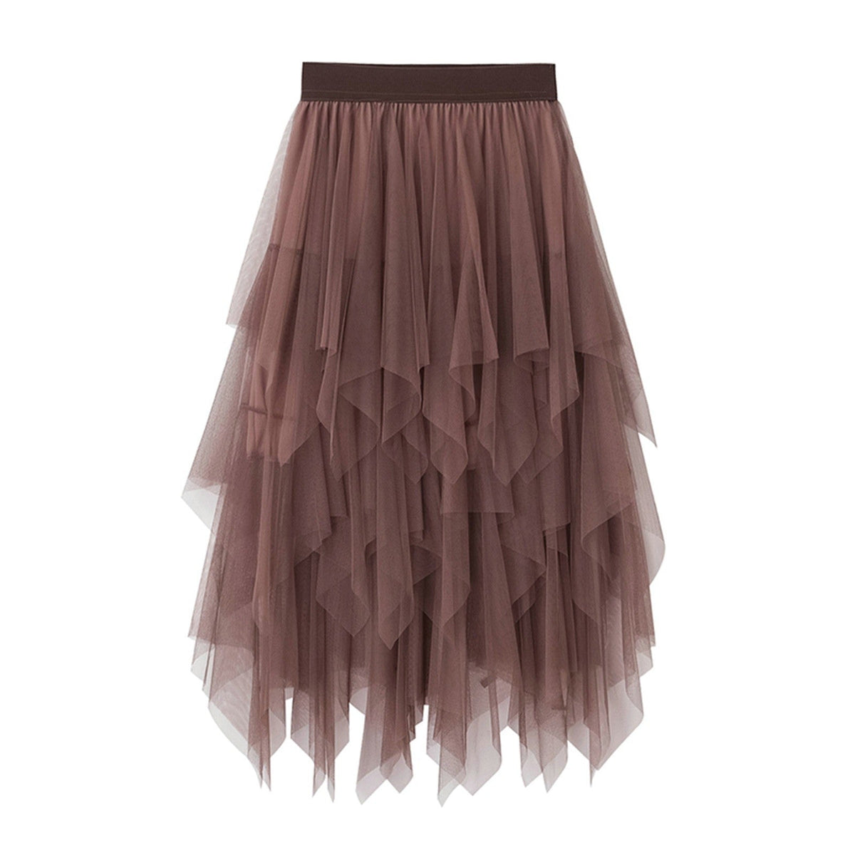 New Fairycore Lady ´s Fashionable Sexy Solid Color Mesh Skirt, Irregular Elastic Tulle Bubble Skirt, Daily Life and Vacation