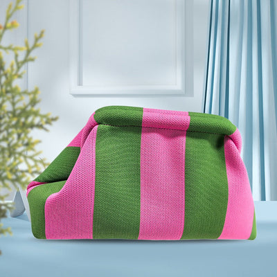 Women Small Crochet Handbag Contrast Color Cute Cloud Purse Casual Colorblock Bag Woven Bag for Female