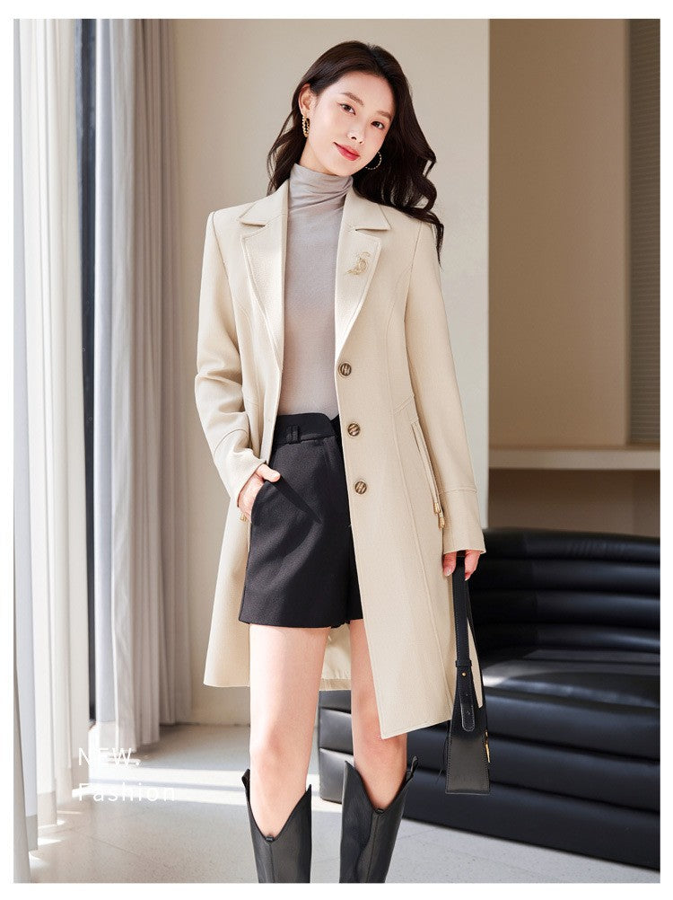High End Female Coat Long Slim Trench Coat For Women’S England Single Breasted Khaki Women Windbreaker Larger Size Outwear