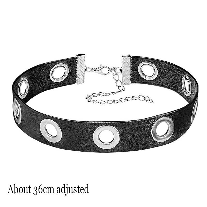 Woman Black Punk Choker Collar Necklace Sexy PU Leather Heart Lock Key Spike Chocker Gothic Cosplay Accessories Party Jewelry