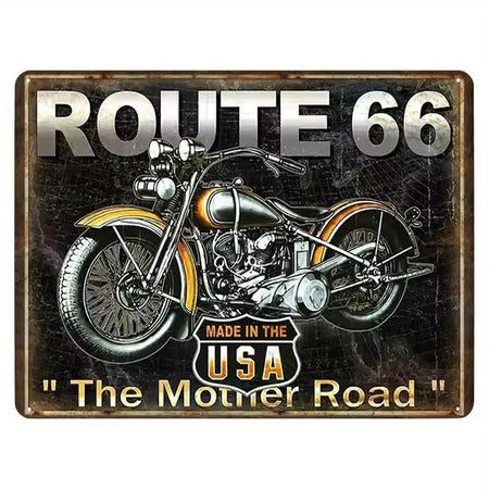 A retro Route 66 neon aluminum sign interesting Route 66 aluminum poster bar decoration restaurant decoration street decoration