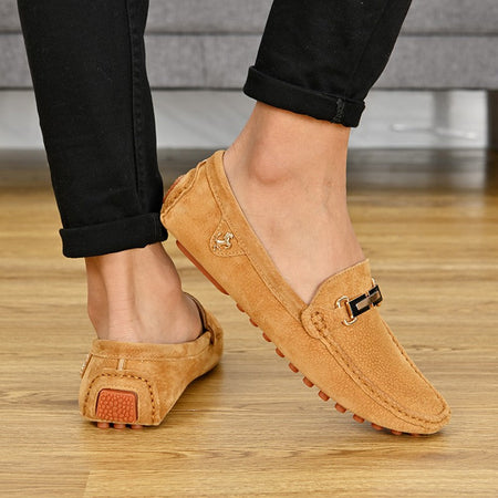 YRZL Loafers Men Big Size 48 Soft Driving Moccasins High Quality Flats Genuine Leather Shoes Men Slip-on Suede Loafers for Men