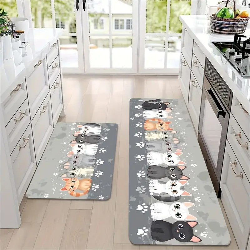 VIKAMA Cartoon Cat Paw Non-Slip Washable Floor Mat--Game Room Rug for Living Room, Bedroom,Home Decor, With Bathroom Accessories