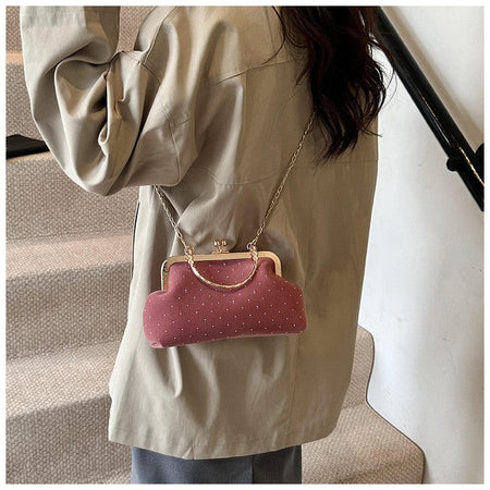 Luxury Design Women's Evening Clutch Purse Dinner Party Ladies Small Clip Shoulder Bag Handbags Retro Female Chain Crossbody Bag