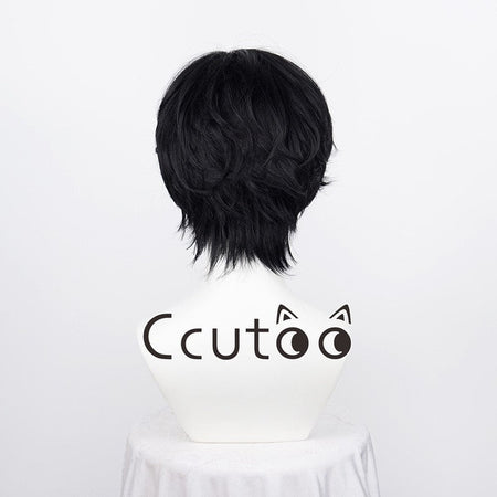 Anime Portgas D. Ace Short Black Wig Heat Resistant Synthetic Hair Cosplay Wigs + Wig Cap