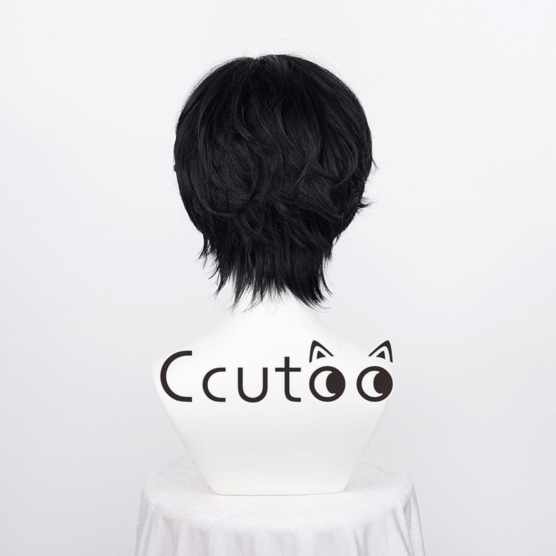 Anime Portgas D. Ace Short Black Wig Heat Resistant Synthetic Hair Cosplay Wigs + Wig Cap