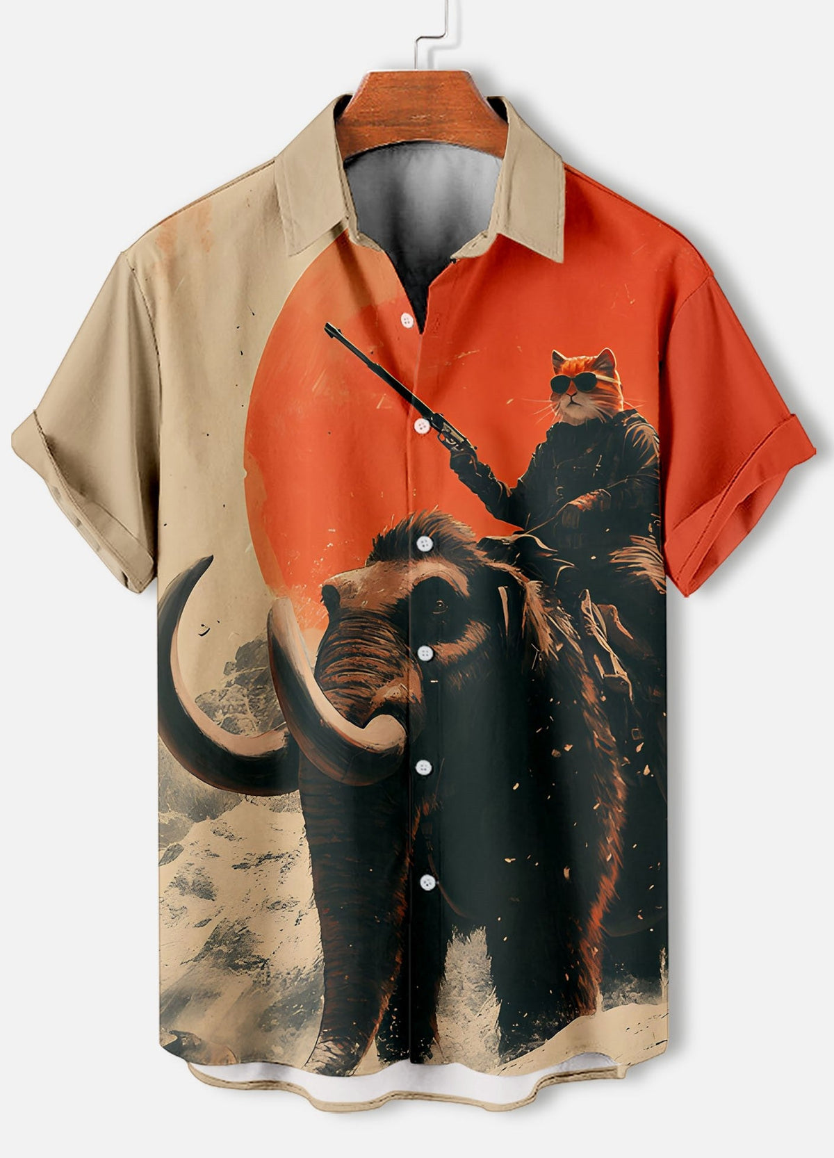 Men's Retro Cartoon Anime Cat Theme Short Sleeve Shirts Short Sleeve Tops Fashion Casual Vacation Streetwear Summer Men's Shirts