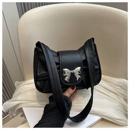 Trendy Bow Shoulder Bag Handbag Casual Underarm Bag Daily Commuting Bags PU Leather Lady Banquet Bag Business Women's Bags