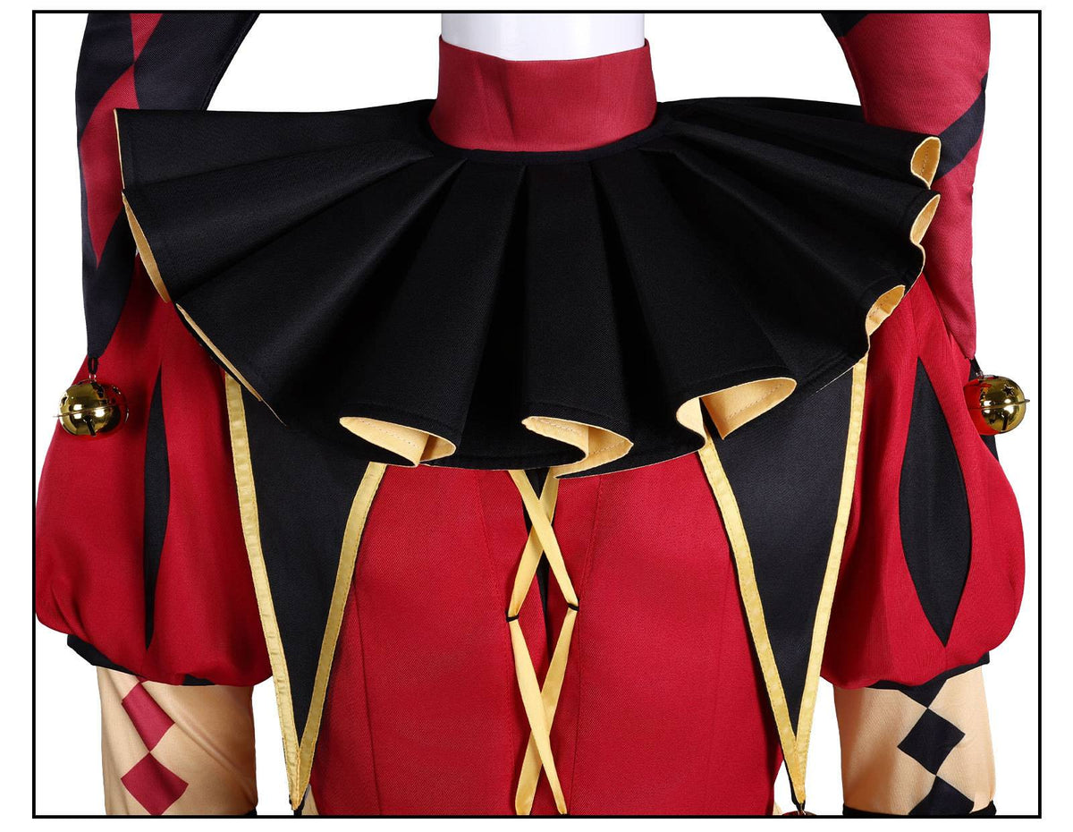 The Freak Circus Pierrot Jester Harlequin Cosplay Costume for Game Adult Clown Joker with Mask Halloween Carnival Outfits