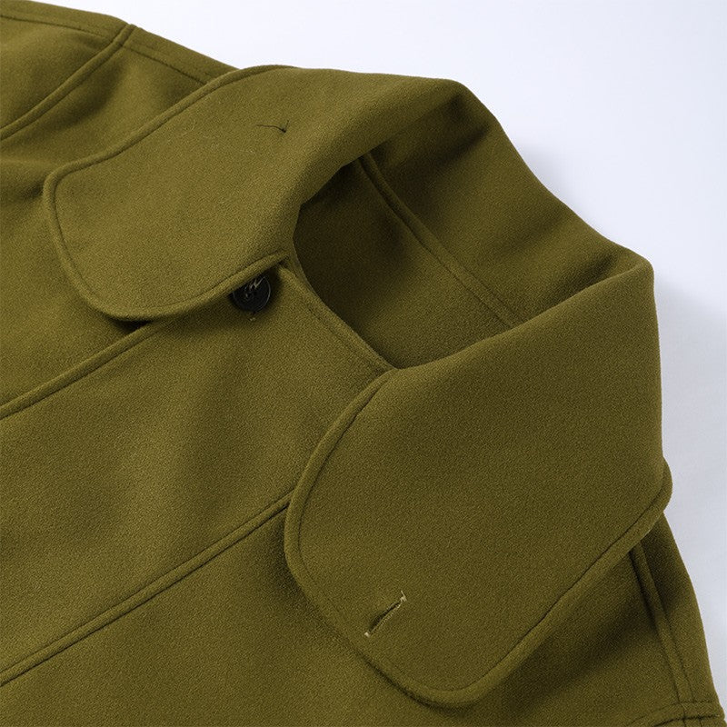 Woolen Solid Women Coat Fashion Belt Patchwork Lace Up Full Sleeve Lapel Lady Jacket 2025 Autumn Winter Female Loose Streetwear