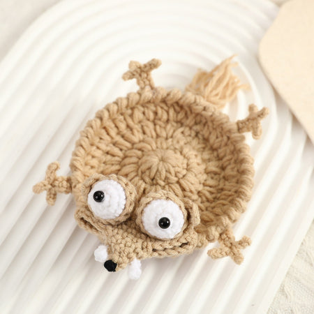 Funny Crochet Animal Coaster Finished Handwoven Coaster Coffee Cup Decor Gift