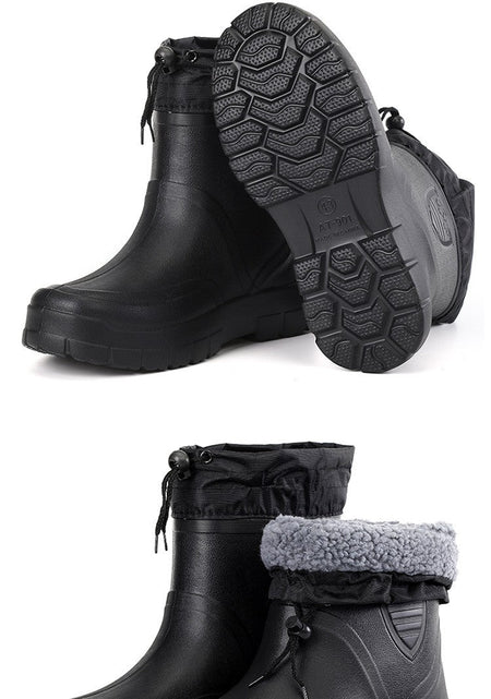 2024 Versatile Men's Rain Boots Waterproof outdoor lightweight shoe Velvet fashion short boot Casual comfort male water shoes