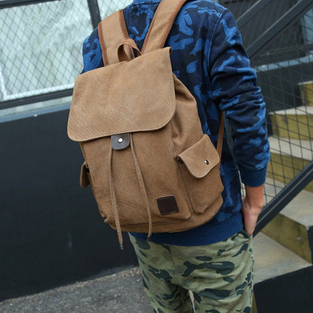 New High Quality Canvas Men Backpack Large Shoulder School Bag Rucksack For Boys Travel Fashion Camping Bags Fashion Simple Bags