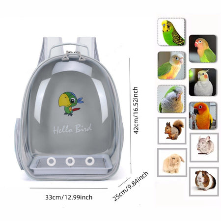 Portable Bird Carrier Bird Backpack with Perch Rope and Tray for Parrot Parakeet Macaw Cockatiel Acrylic Pet Cage Birds Bag