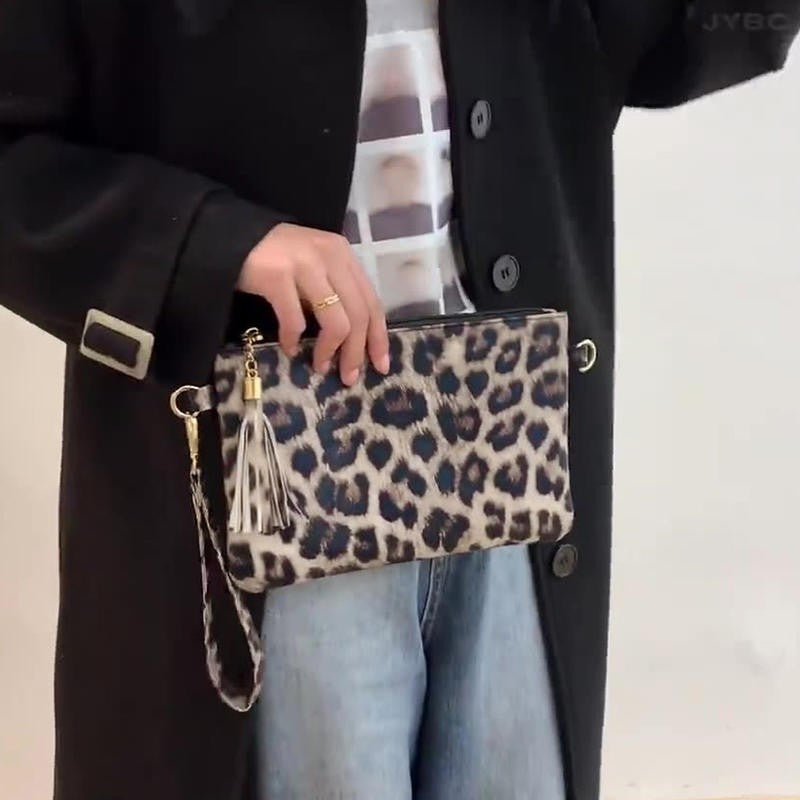 Women Clutch Bag Leopard Print Long Wallets Female Fashion Design PU Leather Wallet Messenger Bag Ladies Elegant Handbag NEW