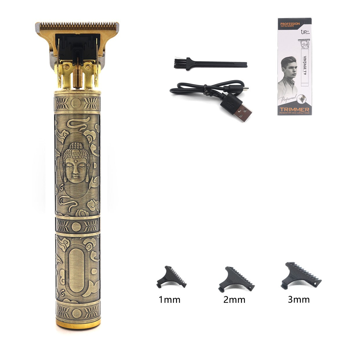 T9 Professional Hair Trimmer Machine Metal Body Stainless Steel Blade Hair Clipper Beard Trimmer for Men Finishing Machine