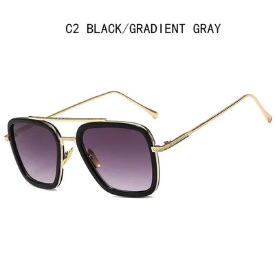 Fashion Steampunk Men Sunglasses Tony Stark Iron Man Sun Glasses Vintage Metal Eyewear Steam Punk Sunglass UV400 Male Gafas