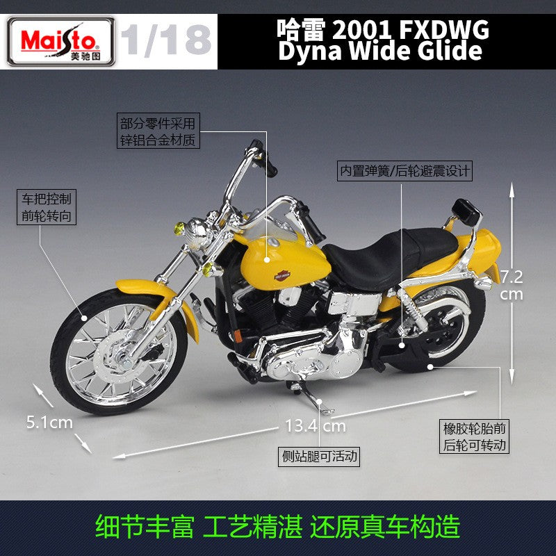 Maisto 1:18 Harley 2001 FXDWG Dyna Wide Glide Metal Motorcycle Diecast Bike Car Model Toy Collection Mini Moto Gift