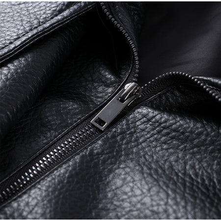 Street Stand Collar Women's Leather Jacket Loose Long Sleeve Zipper Pockets Chic Female Coats 2025 Autumn Winter Lady Outerwear