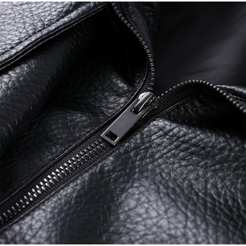 Street Stand Collar Women's Leather Jacket Loose Long Sleeve Zipper Pockets Chic Female Coats 2025 Autumn Winter Lady Outerwear