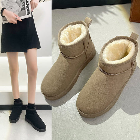 Snow Boots Women's Short Tube Thickened Cotton Shoes Non-slip Winter New Shoes Student Women's Shoes 2023 Black Boots
