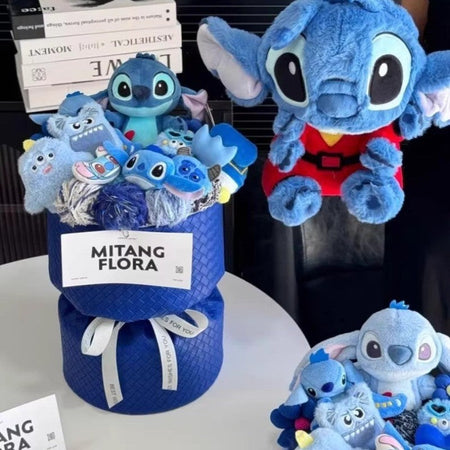 Disney Cartoon Lilo & Stitch Girls Creative Dolls Bouquet Valentine's Day Gifts To Friends with High-Pretty Birthday Gifts