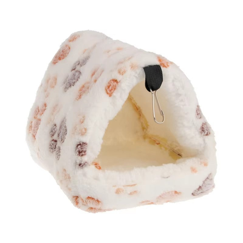 1PCS Coral Fleece Dot Printing Small Foam Pet House Hanging Hamster Bed For Small Animals Squirrel Parrot Cotton Nest