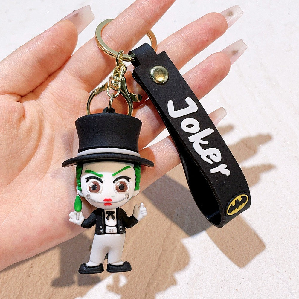Anime Harley Quinn cartoon Marvel Batman Joker image doll bag keychain cute pendant Wonder Woman car accessories keychain