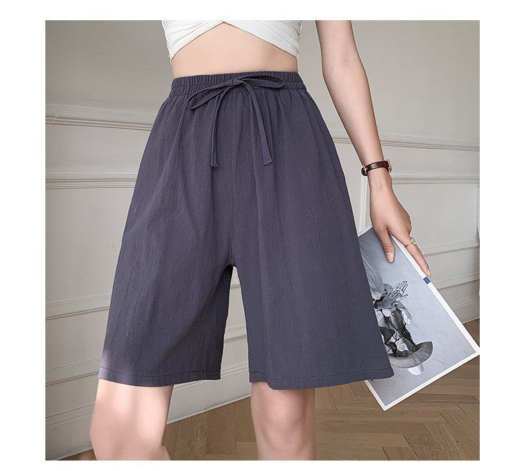 Women shorts Summer Casual Solid Cotton Linen shorts high waist loose shorts for girls Soft Cool female shorts M-3XL