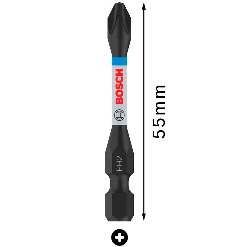 BOSCH Impact Drill Bits PH/PZ 55mm S2 Modified Steel Heat Treatment Process Endurance Tool Attachments Screwdriver Head
