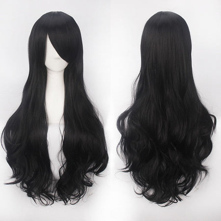 European and American style cos color anime wig, with foreign trade buckle net, universal, 80CM long, curly Synthetic fiber wig
