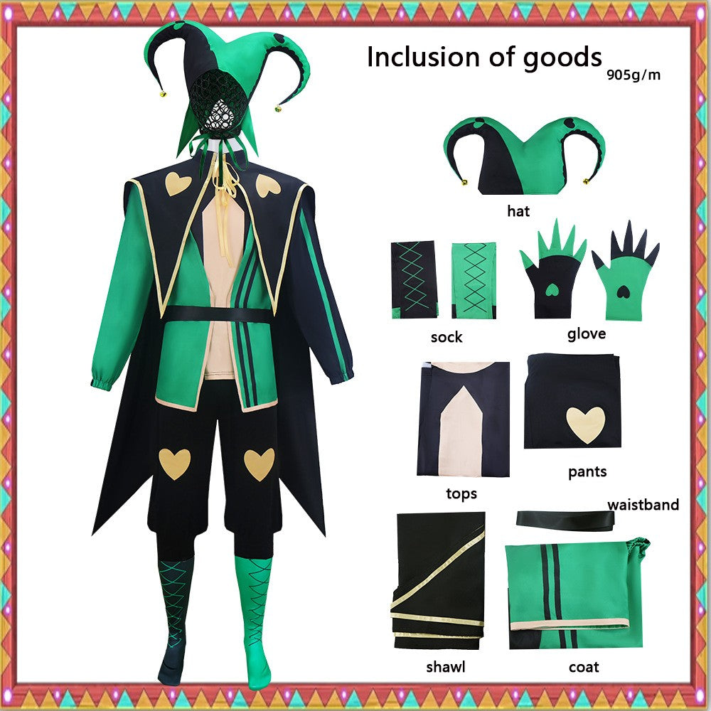 Hot The Freak Circus Pierrot Jester Harlequin Cosplay Costume Adult Clown Top Pant Joker Uniform Halloween Costume Carnival