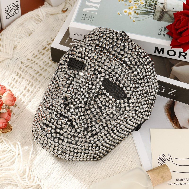 Full Face Rhinestone Mask Luxury Crystal Masquerade Mask for Halloween Rave Party Cosplay Club Costume Accessories 3 Colors