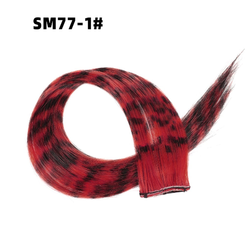 3pcs/set Stripe Printed Hair Colorful Long Straight Hair Pieces Synthetic Clip-in Hair Extensions for Daily Use Party Halloween