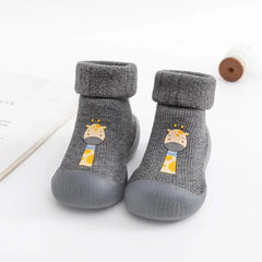 Autumn and Winter Toddler Shoes and Sock Baby Thickened Velvet Warm High Tube Boys and Girls Soft Bottom Indoor Children's Socks