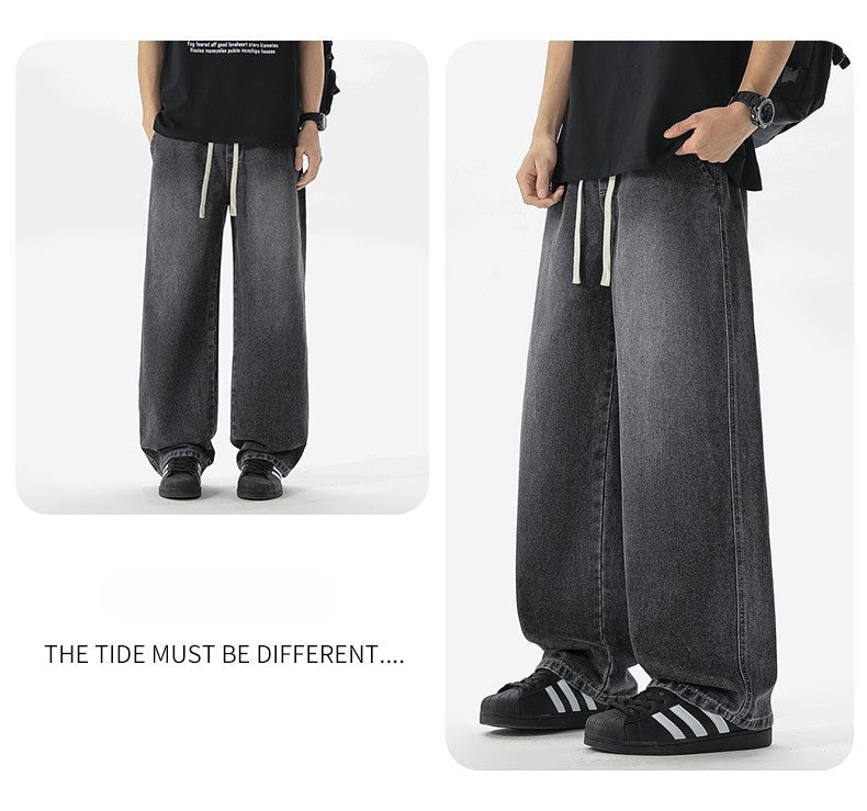 Men's Jeans American Loose Wide-leg Loose Straight Casual Trousers Street Hip-hop Baggy Jeans Black Grey  Blue Streetwear Men