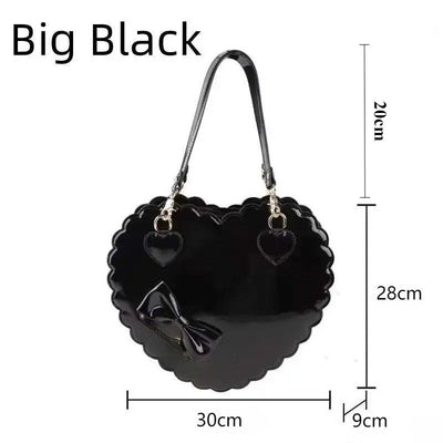 PU Heart Lolita Handbags Girls Bowknots Decor Japanese Shoulder Bags Two Sized Kawaii Shell Purses Cute Pink Messenger Bag Gifts