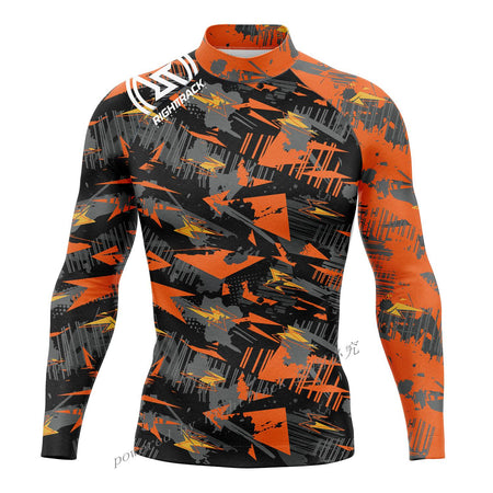 Hot Men's Surfing Shirt Energetic Camo Style Lycra Rashguard RIGHTTRACK For Surf Sportswear Beach UV Swimwear UPF50+ Clothes
