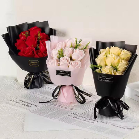 9 Heads Soap Flower Rose Bouquet Artificial Flower For Christmas Wedding Birthday Party Valentine's Day DIY Gift Home Decoration