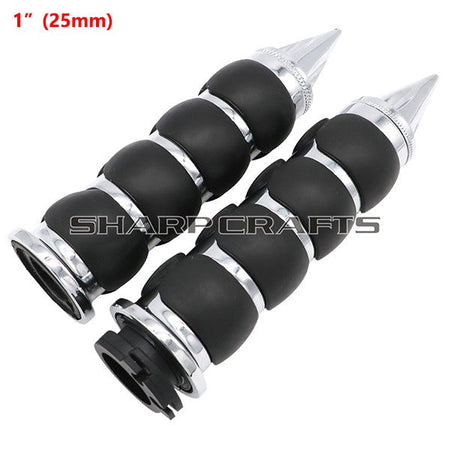 1" 25mm & 7/8'' 22mm Billet Rubber Flame Spike Hand Grips For Harley Honda Kawasaki Suzuki Yamaha  Bikes Cruiser Chopper Custom