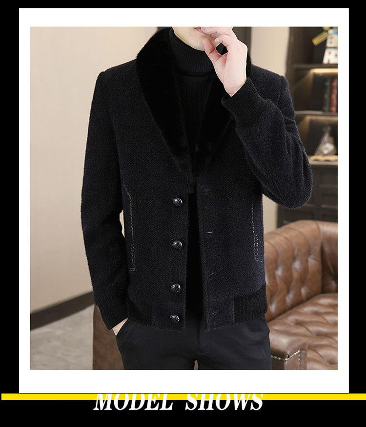 2024 Winter Woolen Jacket for Men Thick and Plush Warm Lapel Trench Coat Casual Business Wool Blends Social Streetwear Overcoat