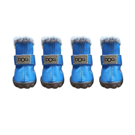Dog Rainshoes Warm Pet Snow Boots Waterproof Soft Winter Pet Dog Shoes Plush/PU Non Slip for 4Pcs/Set Chihuahua