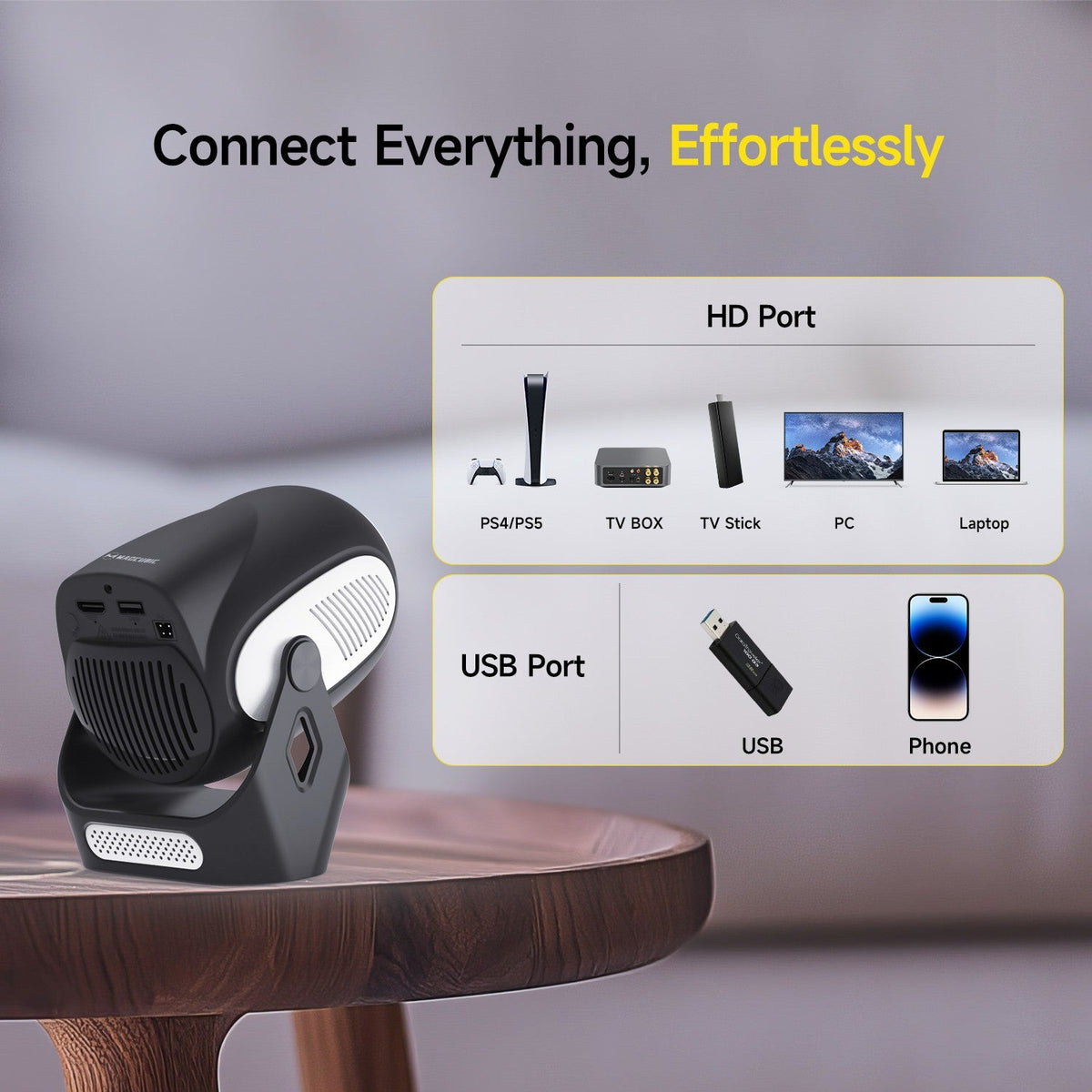Magcubic HY300 X Projector Electric Focus 4K HD 300ANSI Allwinner H713 90° Flexible BT5.0 Home Cinema Outdoor portable Projector