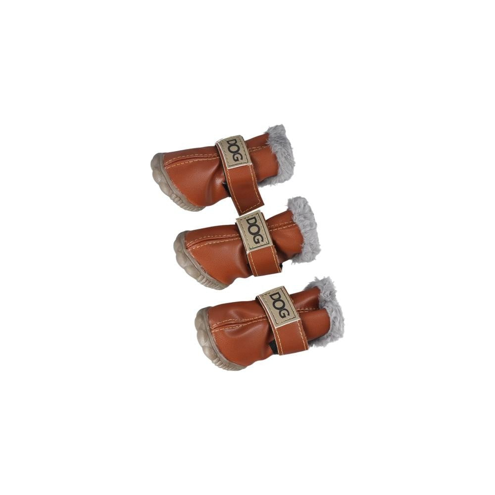 Dog Rainshoes Warm Pet Snow Boots Waterproof Soft Winter Pet Dog Shoes Plush/PU Non Slip for 4Pcs/Set Chihuahua