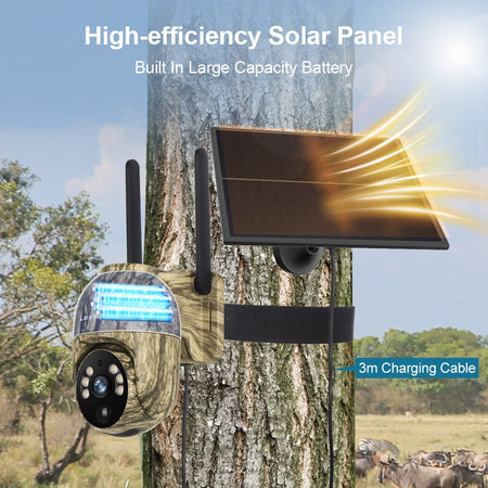LS VISION 2K 4G Solar Security Cameras WIFI Wireless Outdoor 360° Live View Animal Monitoring Camouflage Color Battery PTZ Cam
