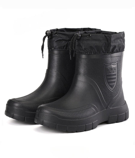 2024 Versatile Men's Rain Boots Waterproof outdoor lightweight shoe Velvet fashion short boot Casual comfort male water shoes