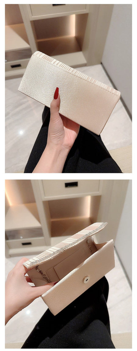 Ladies Glitter Silver Clutch Bag Envelope Evening Bag Fashion Elegant Long Purse Women Chain Shoulder Bags Wedding Party Handbag